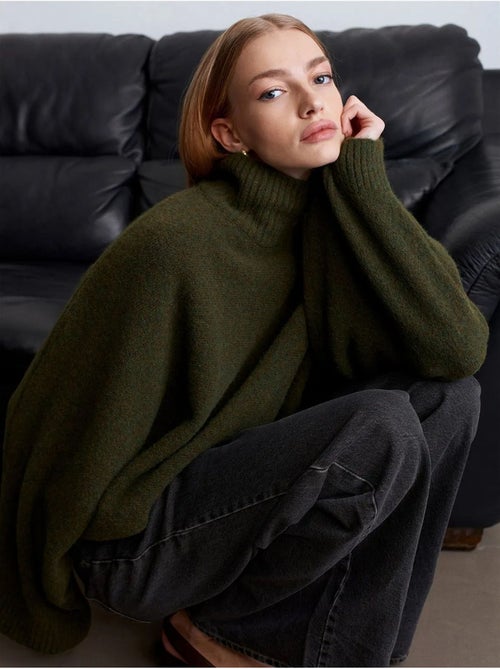 Oversized trui met col en ribstructuur dilvin - Kiabi