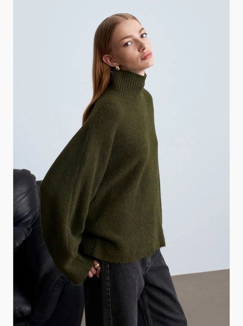 Oversized trui met col en ribstructuur dilvin - Kiabi