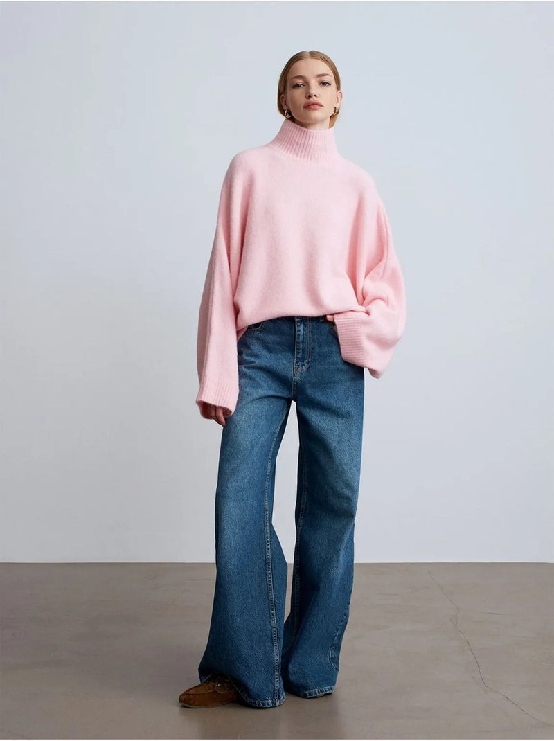 Oversized trui met col en ribstructuur dilvin Lichtroze - Kiabi