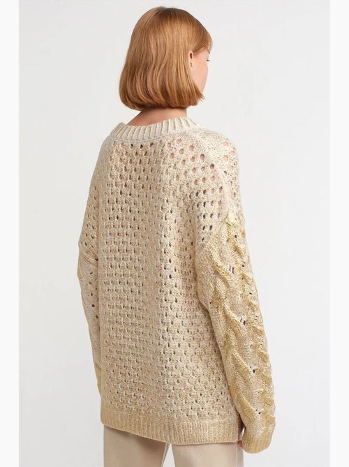 Oversized trui met kabelpatroon en ronde hals dilvin - Kiabi