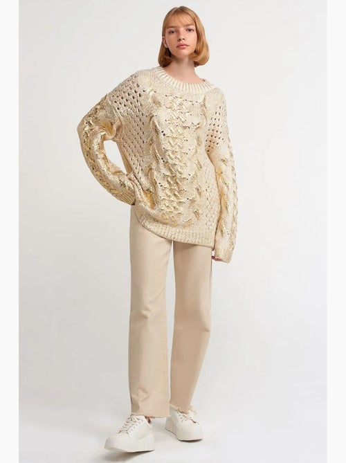 Oversized trui met kabelpatroon en ronde hals dilvin - Kiabi