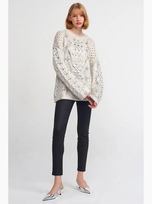 Oversized trui met kabelpatroon en ronde hals dilvin - Kiabi
