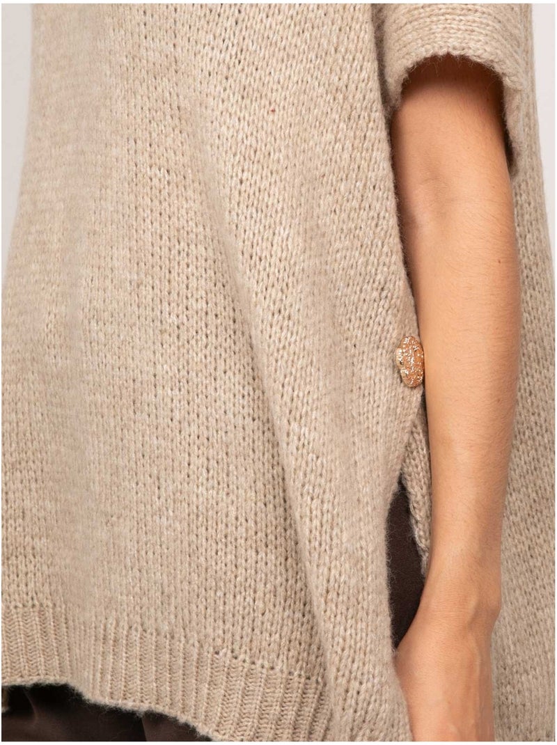 Oversized trui met korte mouwen van grof breisel kireve Beige - Kiabi