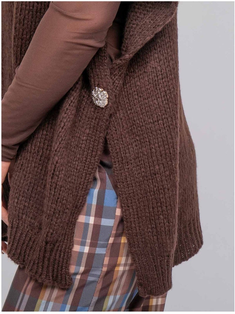 Oversized trui met korte mouwen van grof breisel kireve Bruin - Kiabi