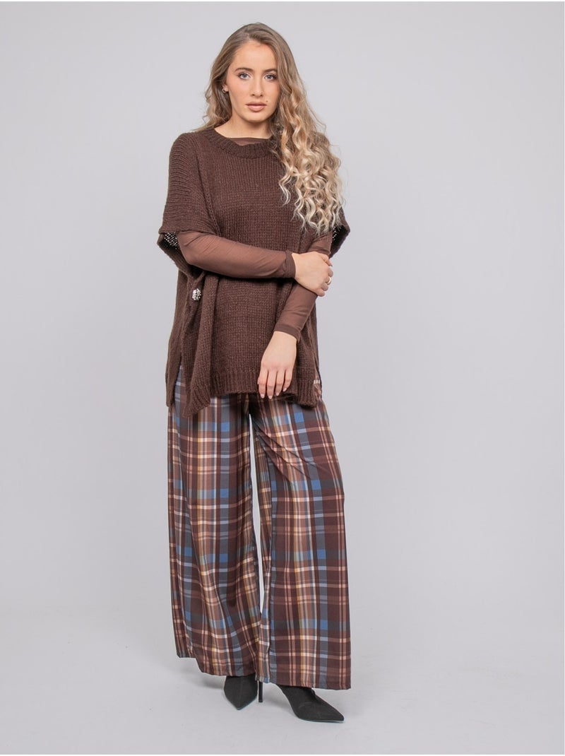 Oversized trui met korte mouwen van grof breisel kireve Bruin - Kiabi