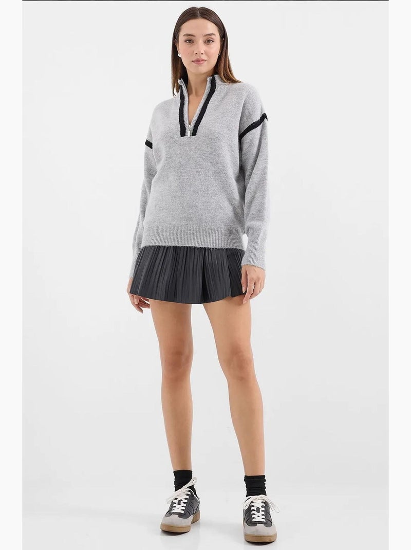 Oversized trui met rits bdart Grijs - Kiabi