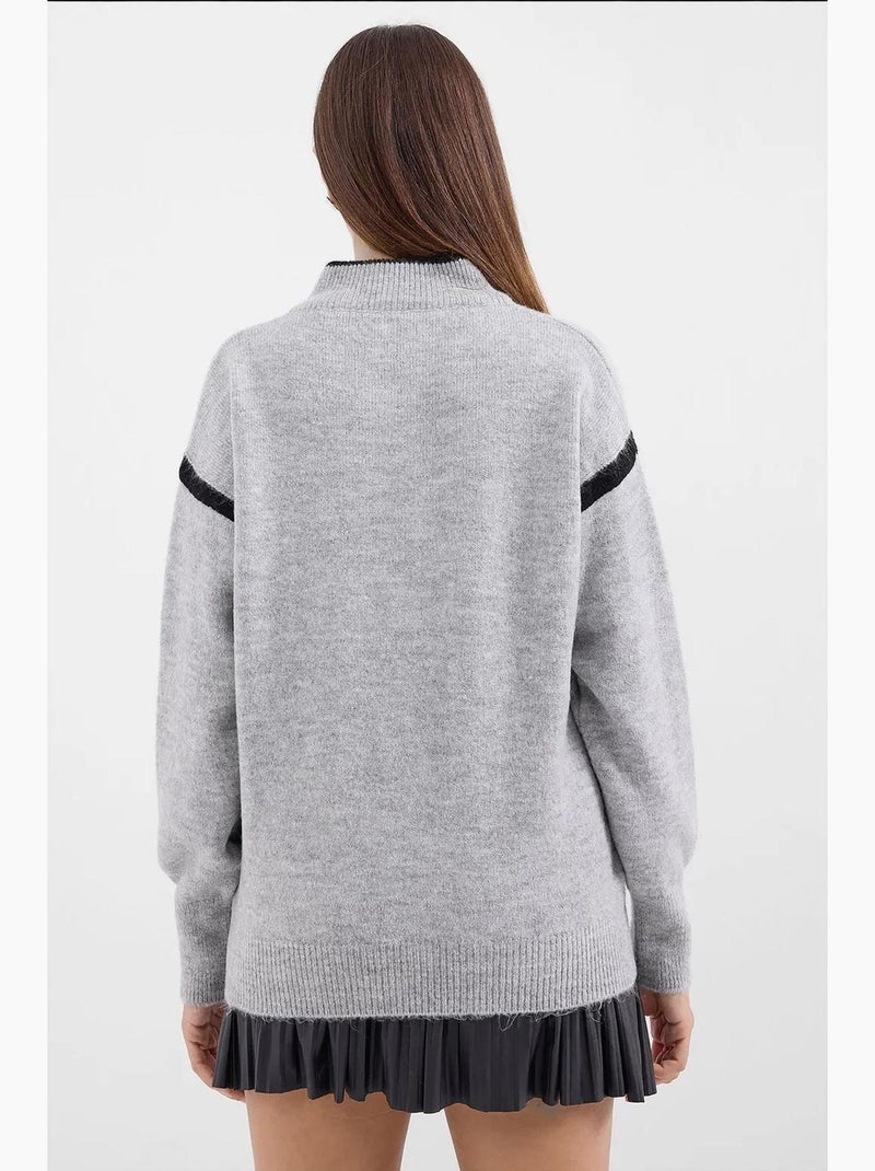Oversized trui met rits bdart Grijs - Kiabi