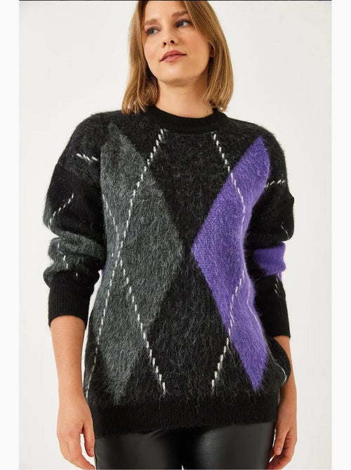 Oversized trui met ruitprint lucci - Kiabi Oversized trui met ruitprint lucci - Kiabi