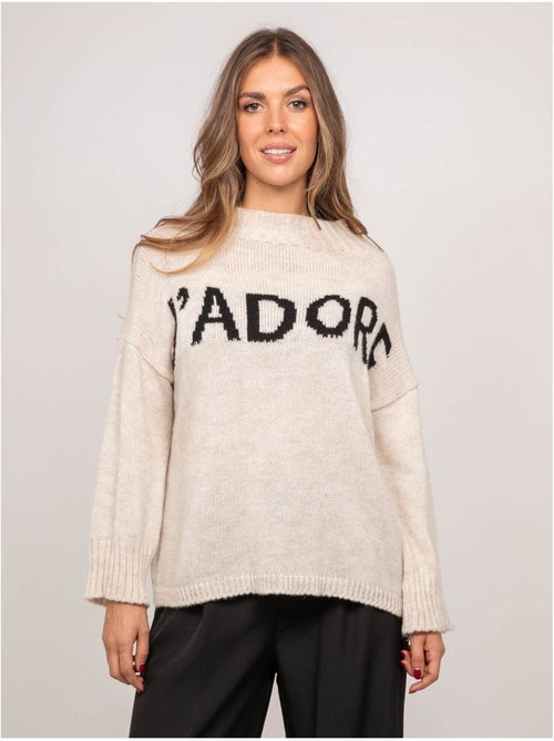 Oversized trui met tekst en opstaande kraag kyline - Kiabi