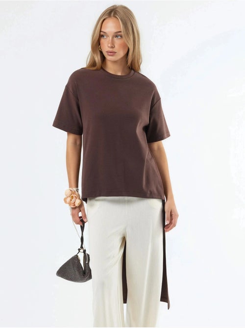 Oversized tuniek met ronde hals en split busem - Kiabi
