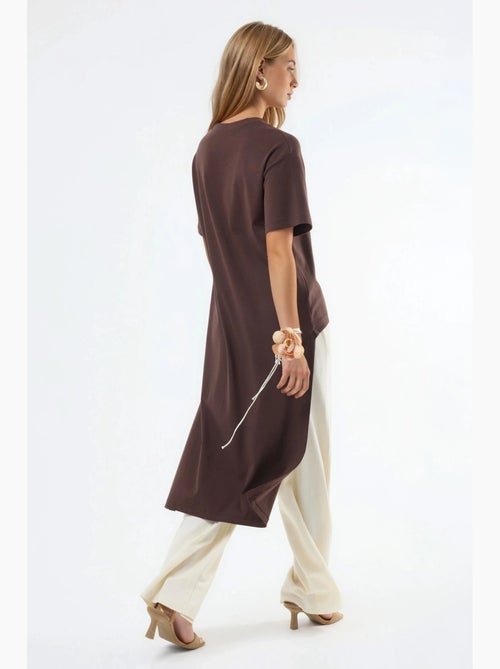 Oversized tuniek met ronde hals en split busem - Kiabi