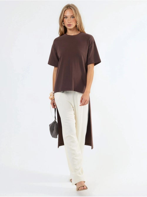 Oversized tuniek met ronde hals en split busem - Kiabi