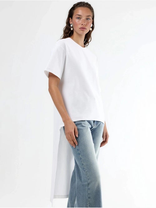 Oversized tuniek met ronde hals en split busem - Kiabi