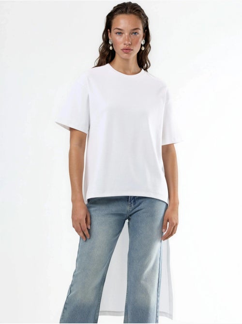 Oversized tuniek met ronde hals en split busem - Kiabi