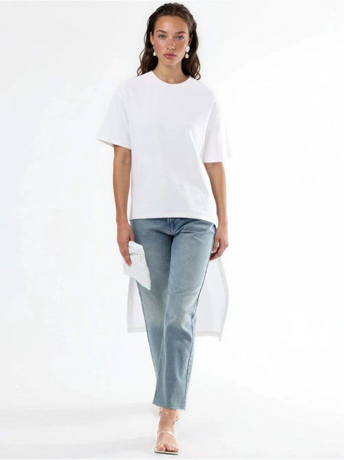 Oversized tuniek met ronde hals en split busem - Kiabi
