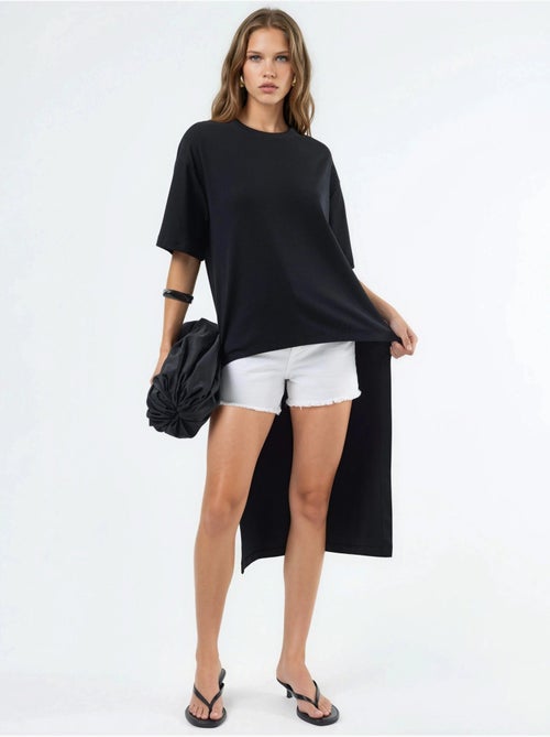 Oversized tuniek met ronde hals en split busem - Kiabi