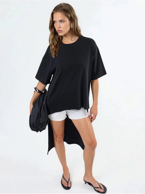 Oversized tuniek met ronde hals en split busem - Kiabi