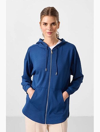 Oversized tuniekhodie met capuchon en rits tommy