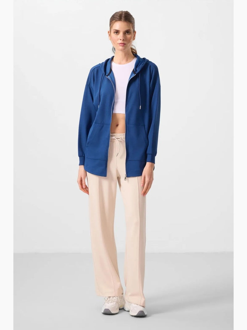Oversized tuniekhodie met capuchon en rits tommy Blauw - Kiabi