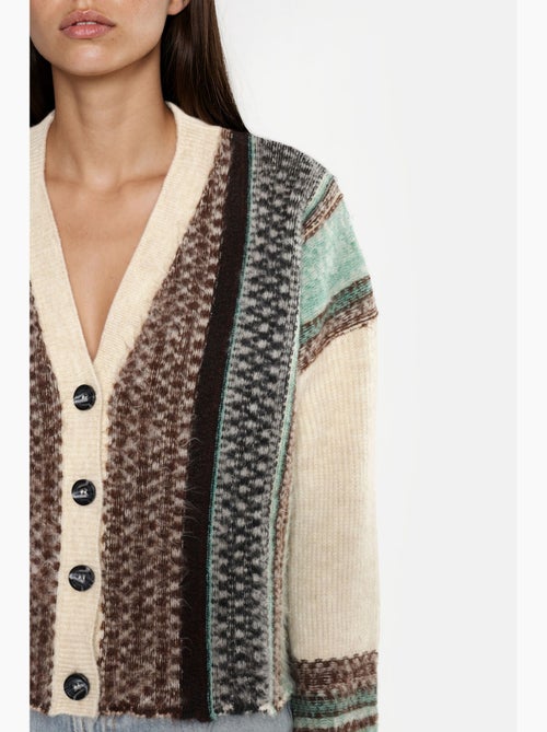 Oversized zacht aanvoelend gebreid vest met patroon en v-hals hiccup - Kiabi Oversized zacht aanvoelend gebreid vest met patroon en v-hals hiccup - Kiabi