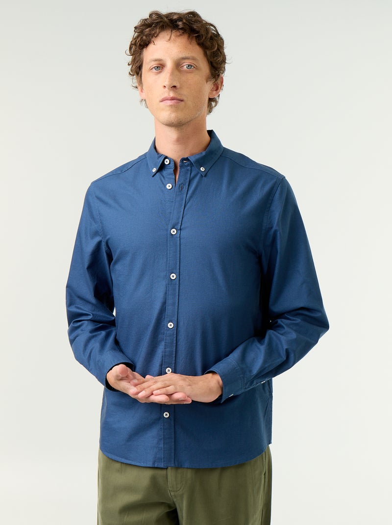 Oxford overhemd met knoopsluiting Blauw - Kiabi