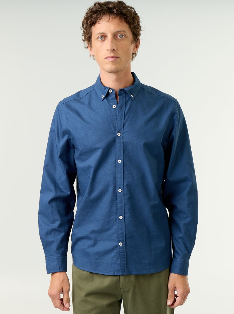 Oxford overhemd met knoopsluiting Blauw - Kiabi