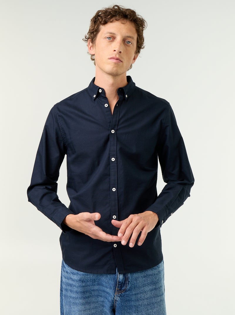 Oxford overhemd met knoopsluiting Blauw - Kiabi
