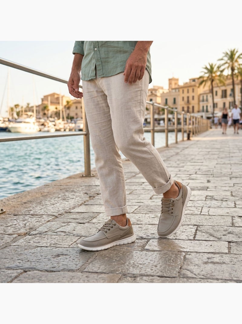 OZABI Basket homme confort semelle souple style bateau Beige - Kiabi