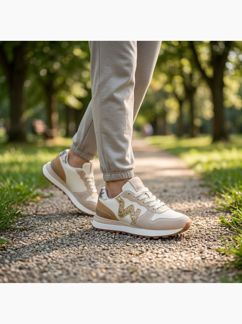OZABI Baskets Runner Femme Mesh Logo W 4 Coloris Beige - Kiabi