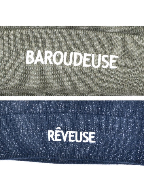 Ozabi bonnets femme fil lurex pailleté message brodé - pack de 2 (lot) - Kiabi