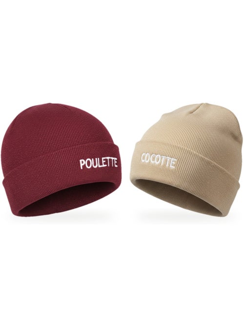 Ozabi bonnets femme fil lurex pailleté message brodé - pack de 2 (lot) - Kiabi