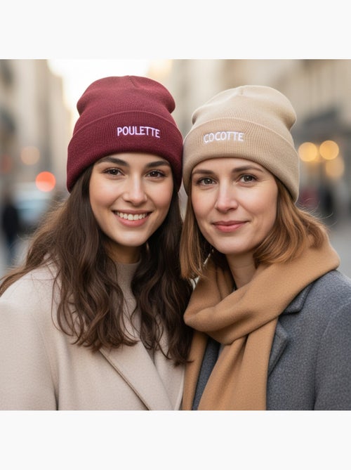 Ozabi bonnets femme fil lurex pailleté message brodé - pack de 2 (lot) - Kiabi