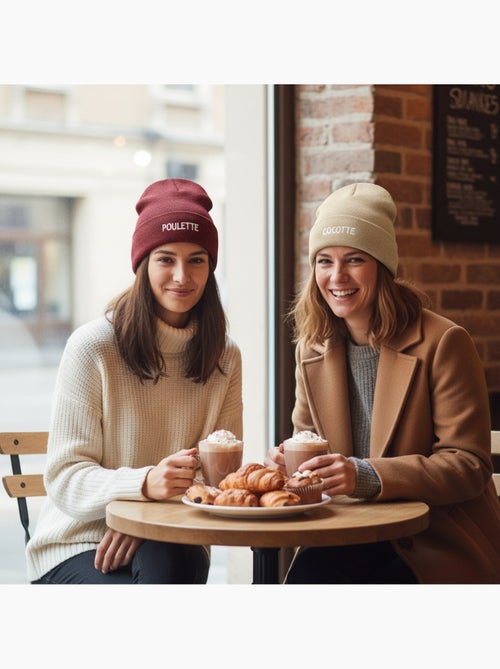Ozabi bonnets femme fil lurex pailleté message brodé - pack de 2 (lot) - Kiabi