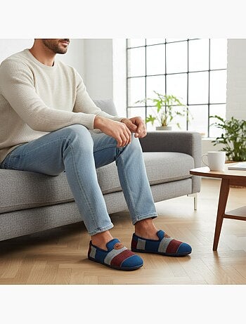 Ozabi charentaises fantaisie homme fabriquées en espagne, semelle amovible