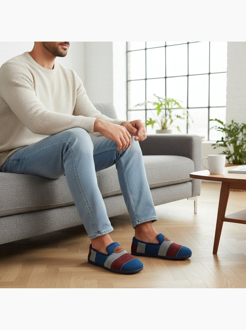 Ozabi charentaises fantaisie homme fabriquées en espagne, semelle amovible Bleu - Kiabi