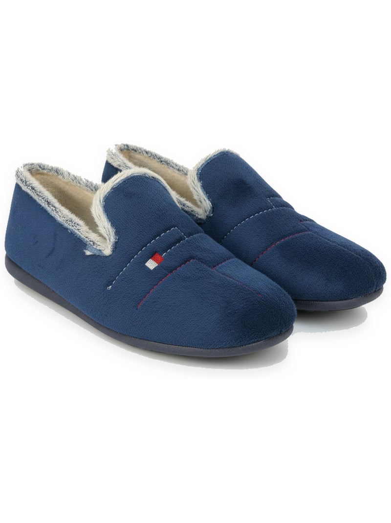 Ozabi charentaises fantaisie homme fabriquées en espagne, semelle amovible Bleu marine - Kiabi