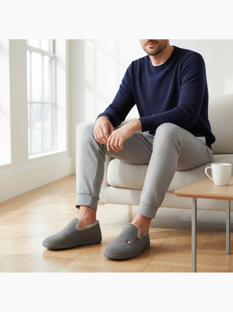 Ozabi charentaises fantaisie homme fabriquées en espagne, semelle amovible Gris - Kiabi