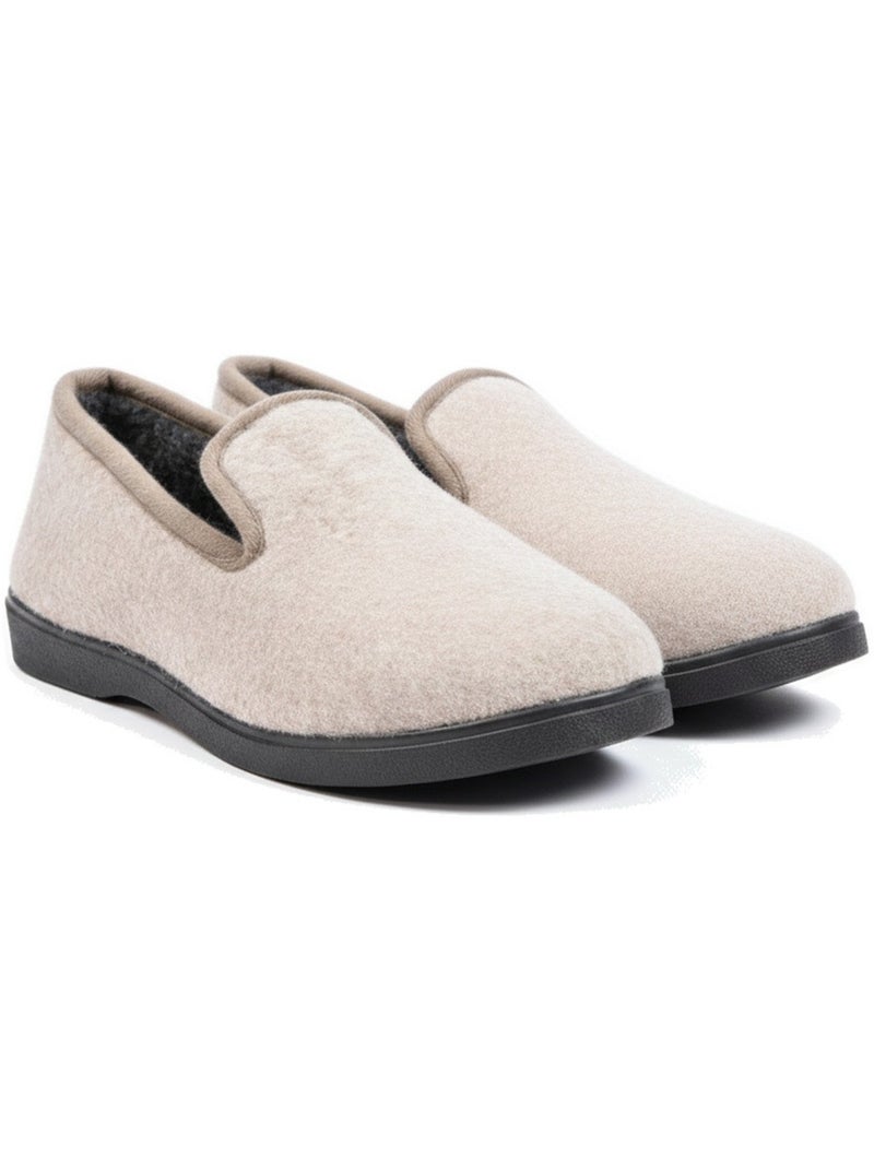 Ozabi charentaises femme hiver, feutrine chinée, fourrée, semelle amovible Beige - Kiabi