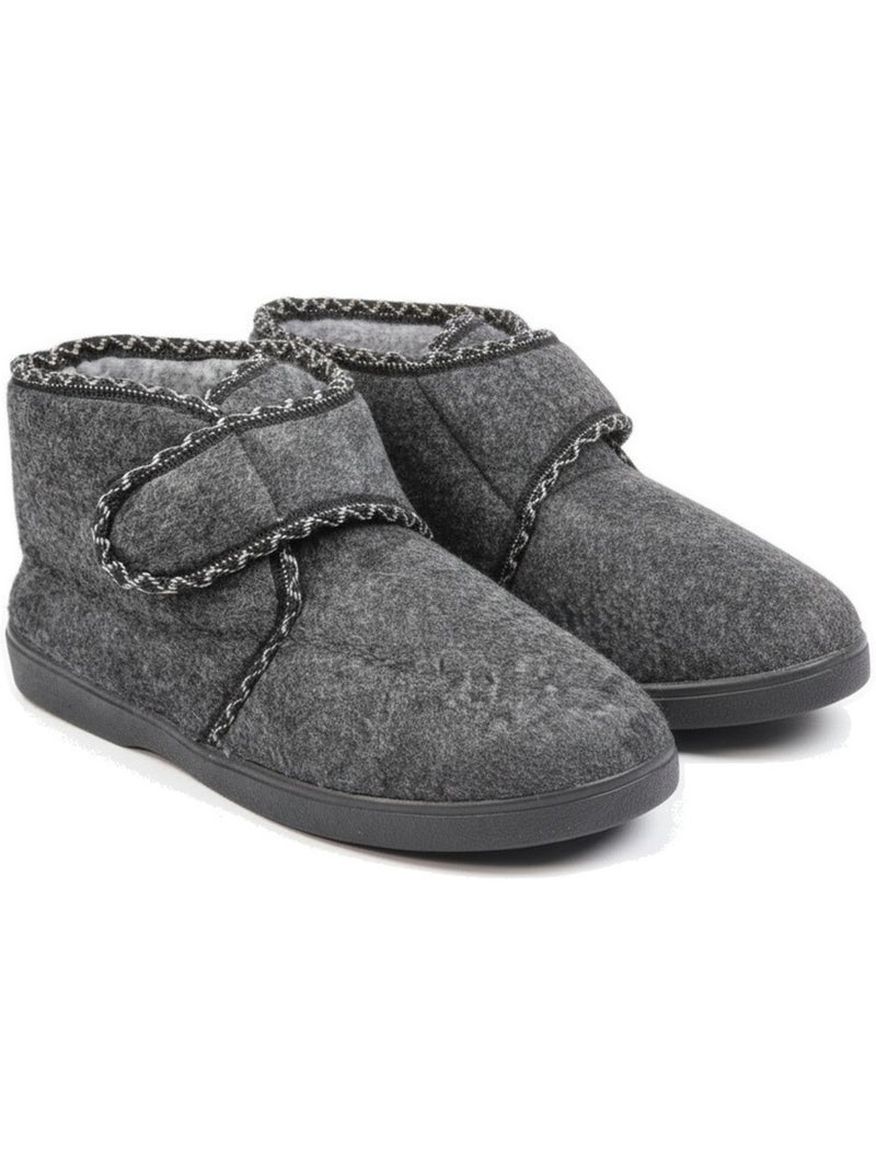 Ozabi charentaises femme tige haute, fermeture auto-agrippante, feutrine Bleu anthracite - Kiabi