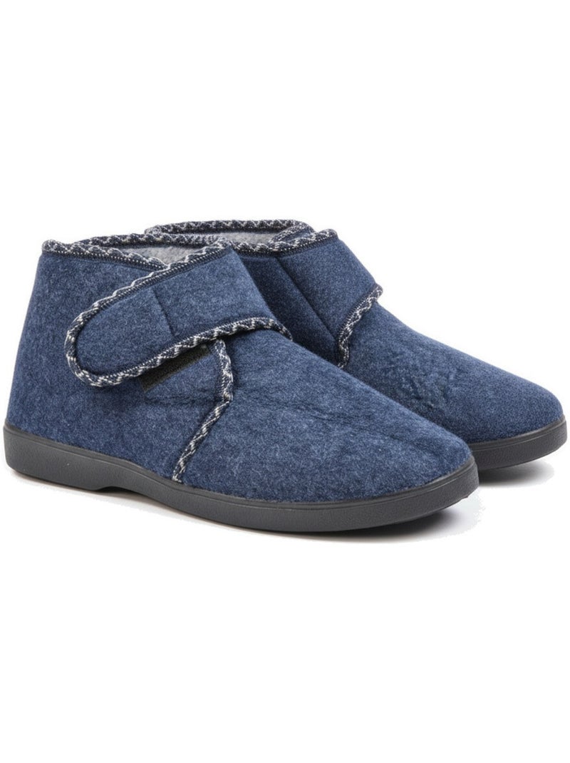 Ozabi charentaises femme tige haute, fermeture auto-agrippante, feutrine Bleu marine - Kiabi