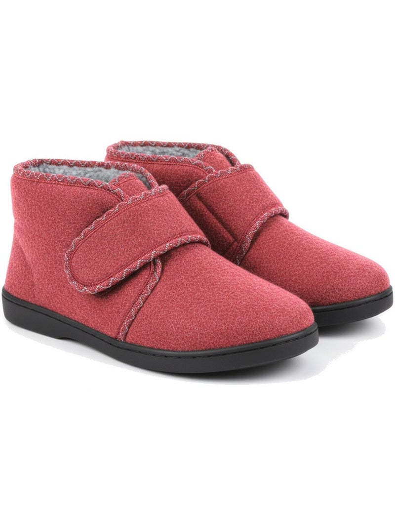 Ozabi charentaises femme tige haute, fermeture auto-agrippante, feutrine Bordeaux - Kiabi