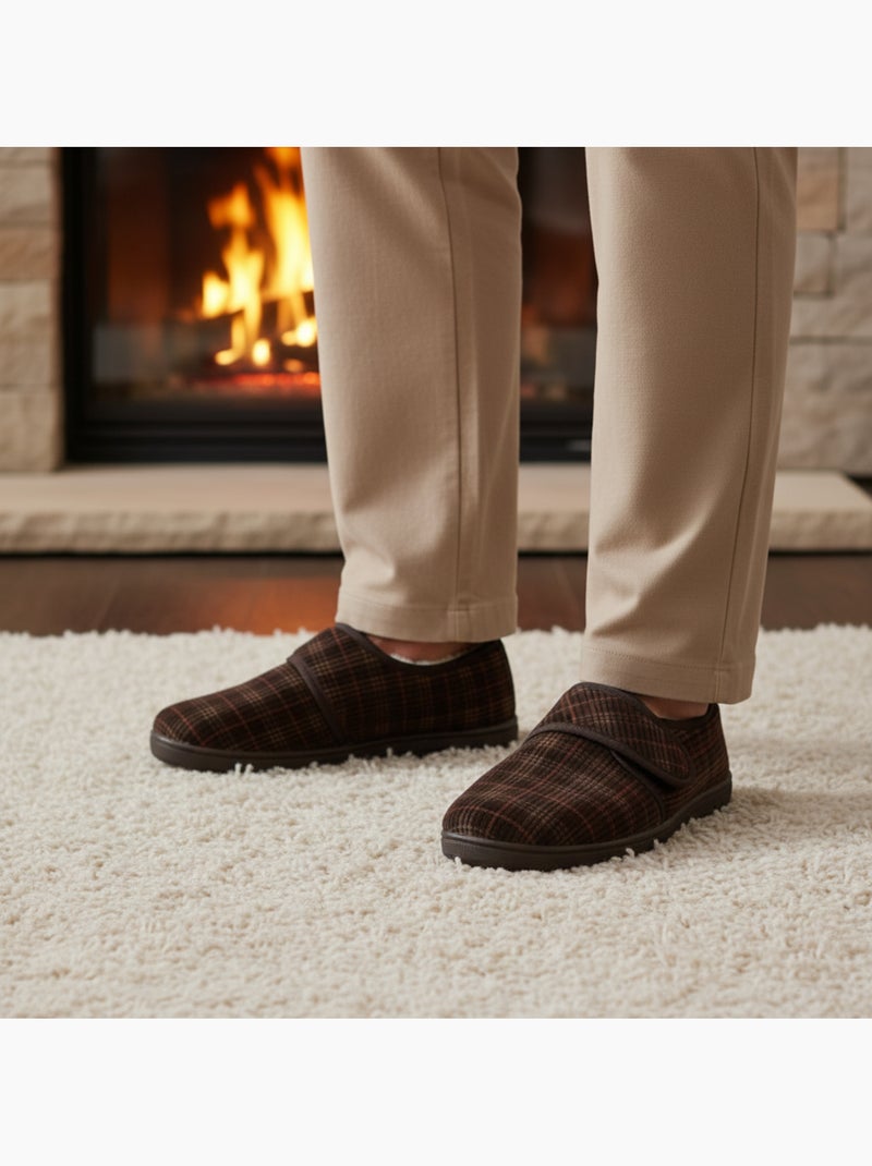 Ozabi charentaises homme fabriquées en espagne, fermeture auto-agrippante Marron glacé - Kiabi