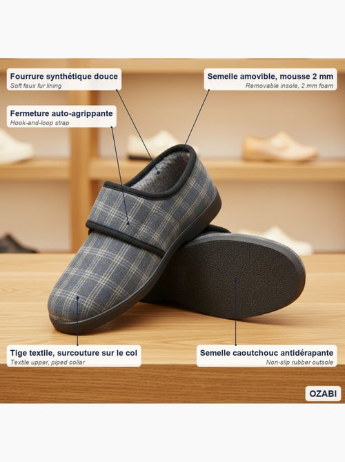 Ozabi charentaises homme fourrées, bande auto-agrippante, semelle antidérapante - Kiabi Ozabi charentaises homme fourrées, bande auto-agrippante, semelle antidérapante - Kiabi