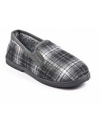 Ozabi charentaises homme fourrées carreaux et chevrons, semelle antidérapante