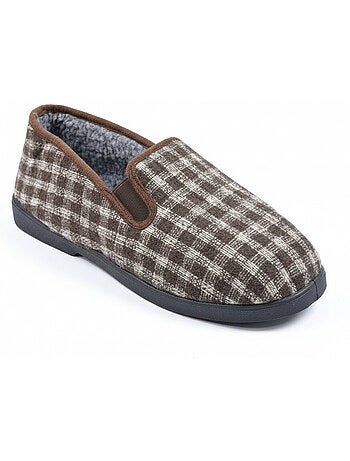 Ozabi charentaises homme fourrées carreaux et chevrons, semelle antidérapante