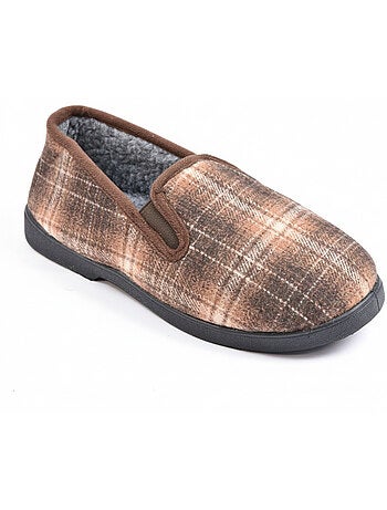 Ozabi charentaises homme fourrées carreaux et chevrons, semelle antidérapante