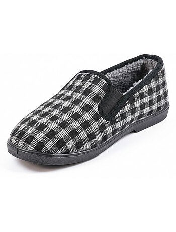 Ozabi charentaises homme fourrées carreaux et chevrons, semelle antidérapante