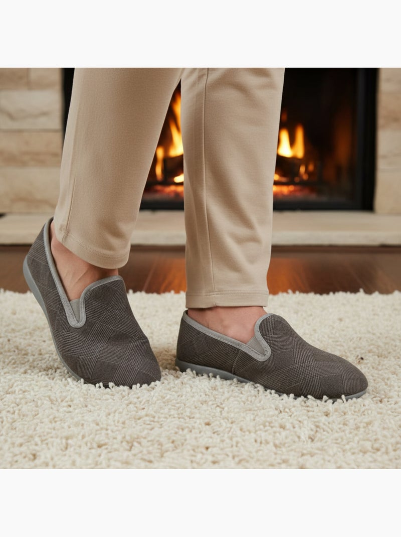 Ozabi charentaises homme toucher velours microfibre, fabriquées en espagne Gris - Kiabi