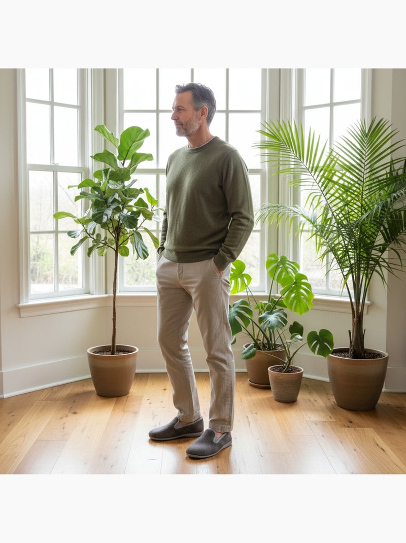 Ozabi charentaises homme toucher velours microfibre, fabriquées en espagne Gris - Kiabi