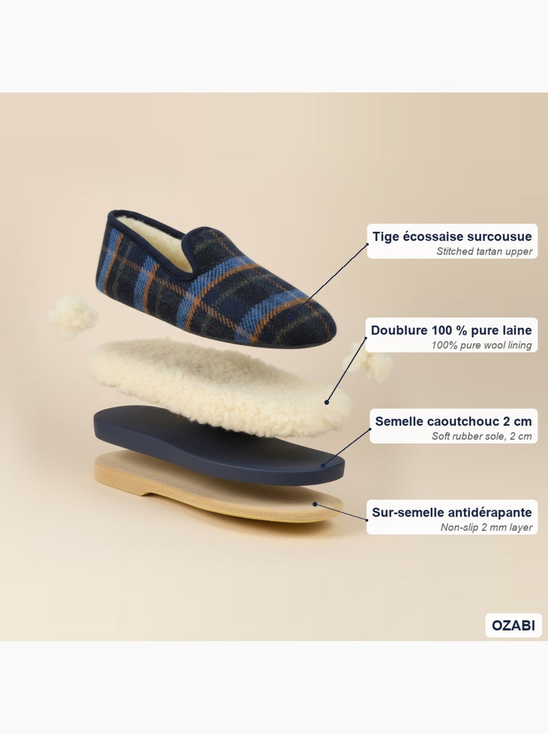 Ozabi charentaises mixte premium fabriquées en espagne doublure pure laine Bleu marine - Kiabi